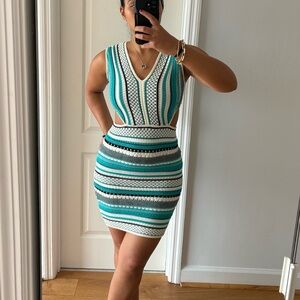 Turquoise/White/Black Dress